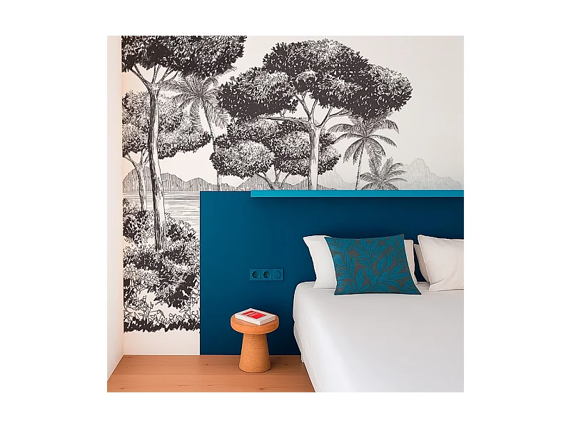 Papier peint panoramique - La Plage - Noir - intissé : 150g/m² - 9 lés : 432x270cm