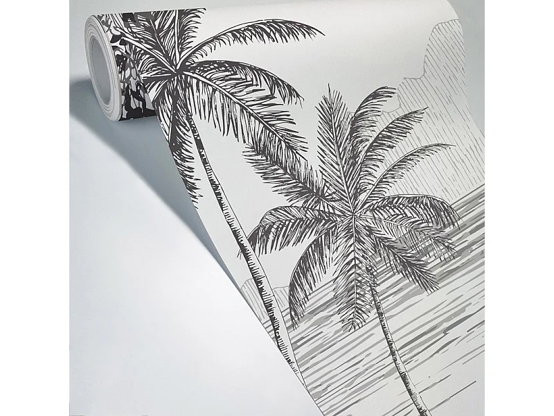 Papier peint panoramique - La Plage - Noir - intissé : 150g/m² - 9 lés : 432x270cm