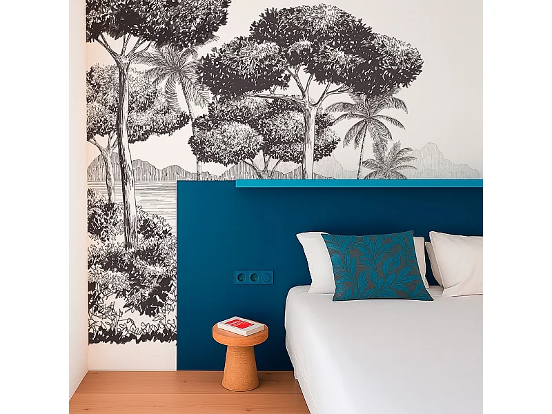 Papier peint panoramique - La Plage - Noir - intissé : 150g/m² - 9 lés : 432x270cm