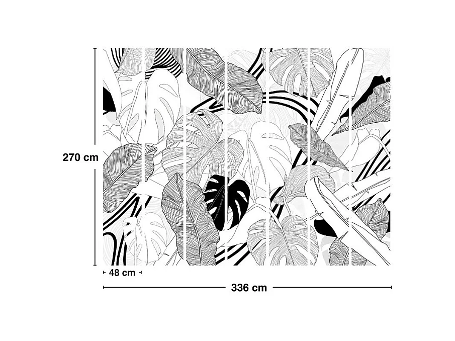 Papier peint panoramique - Bornéo - Noir - intissé : 150g/m² - 7 lés : 336x270cm