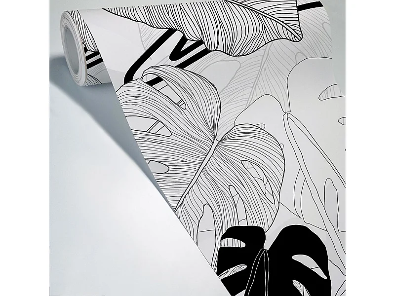 Papier peint panoramique - Bornéo - Noir - intissé : 150g/m² - 7 lés : 336x270cm