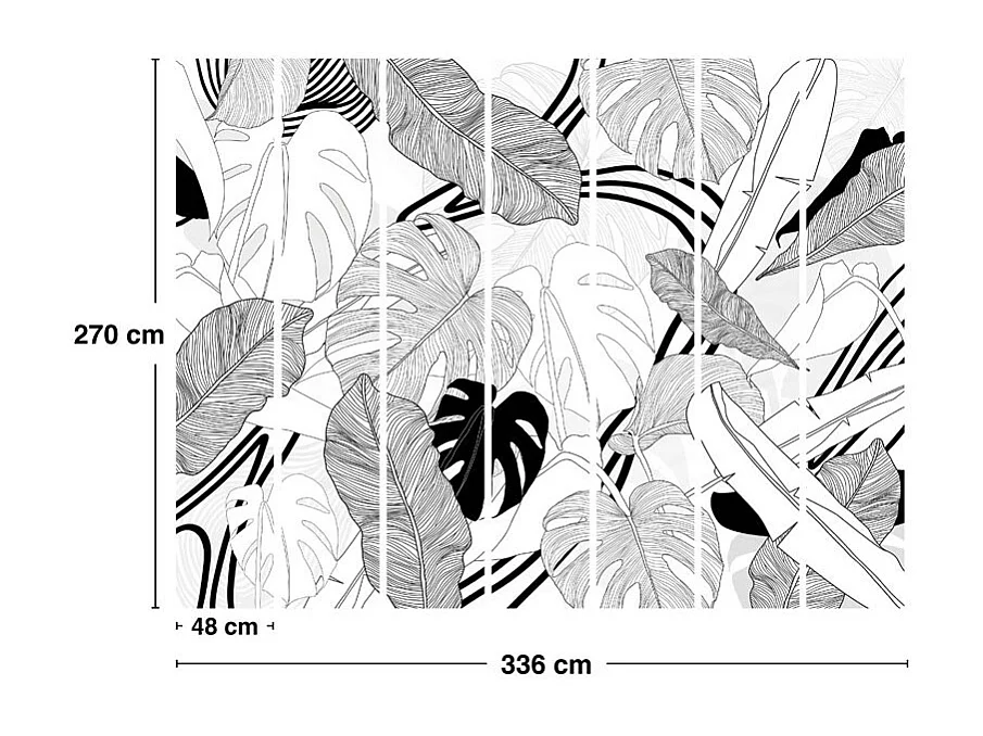 Papier peint panoramique - Bornéo - Noir - intissé : 150g/m² - 7 lés : 336x270cm