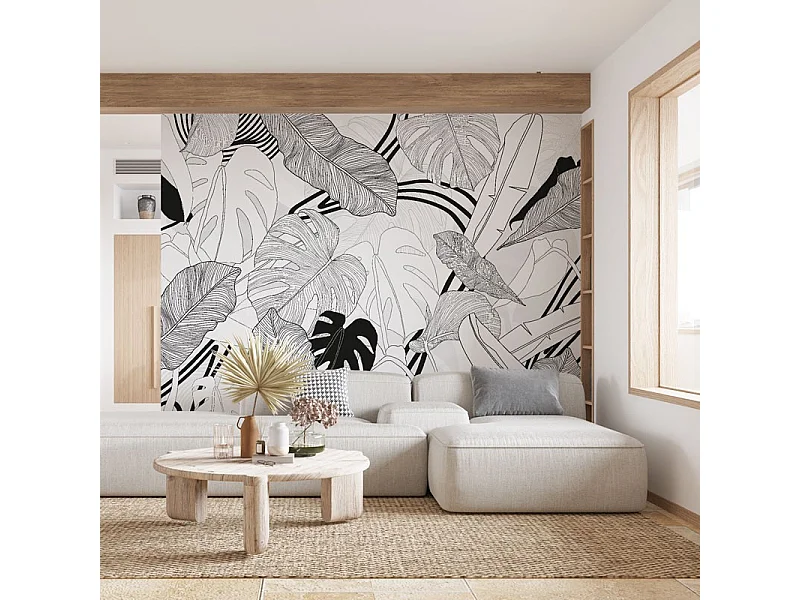 Papier peint panoramique - Bornéo - Noir - intissé : 150g/m² - 7 lés : 336x270cm