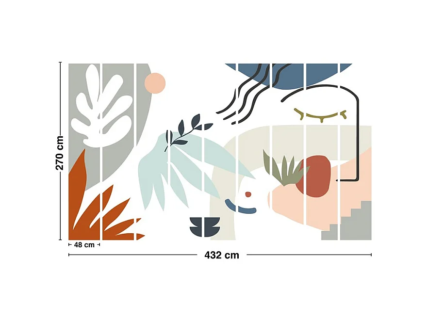 Papier peint panoramique - Face - Multicolore - intissé : 150g/m² - 9 lés : 432x270cm