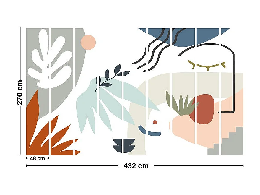 Papier peint panoramique - Face - Multicolore - intissé : 150g/m² - 9 lés : 432x270cm