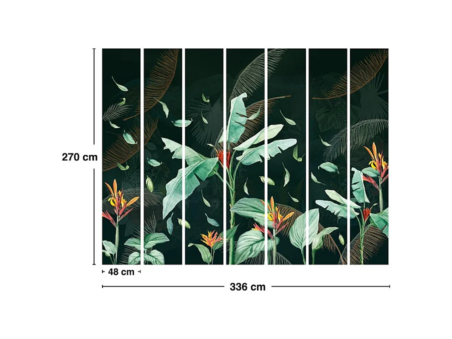 Papier peint panoramique - Tropics Dark - Vert - intissé : 150g/m² - 7 lés : 336x270cm