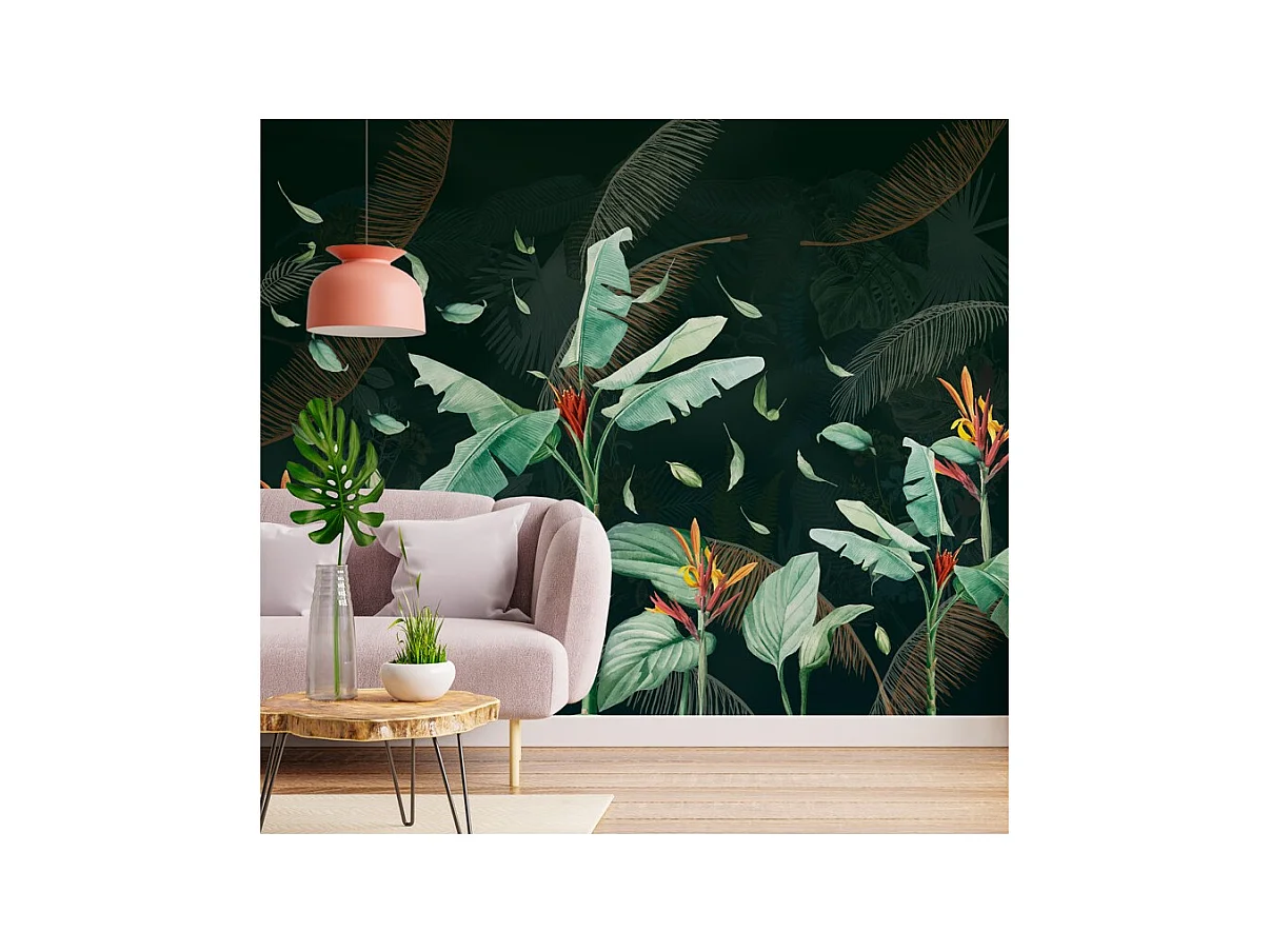 Papier peint panoramique - Tropics Dark - Vert - intissé : 150g/m² - 7 lés : 336x270cm