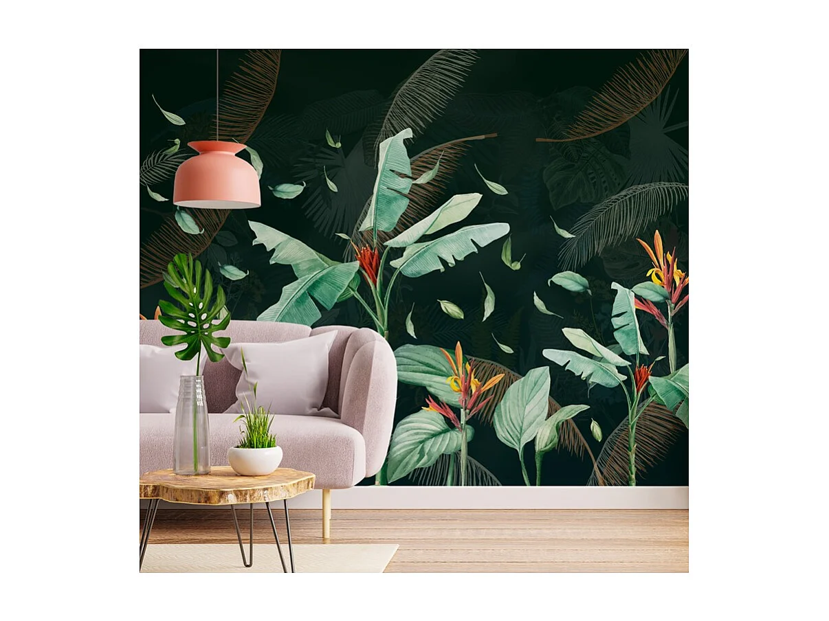 Papier peint panoramique - Tropics Dark - Vert - intissé : 150g/m² - 7 lés : 336x270cm