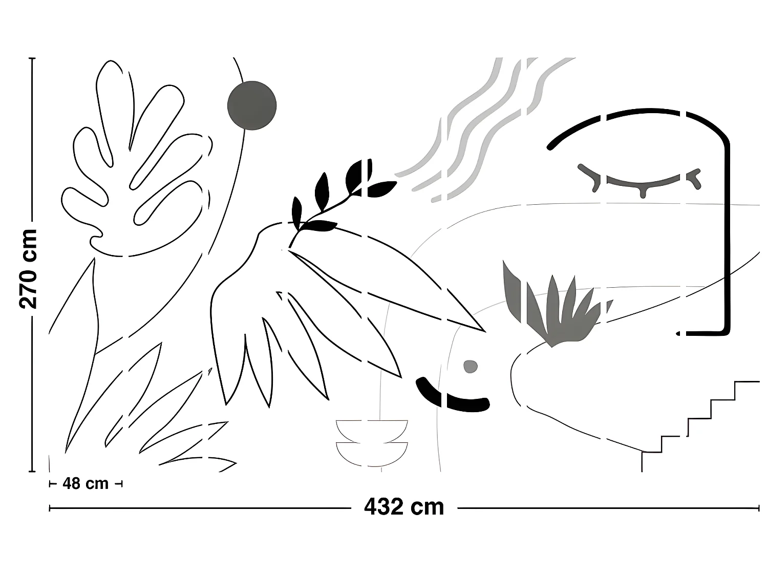 Papier Peint Panoramique L432xH270cm - Face Contour - Papier intissé 150gr/m2