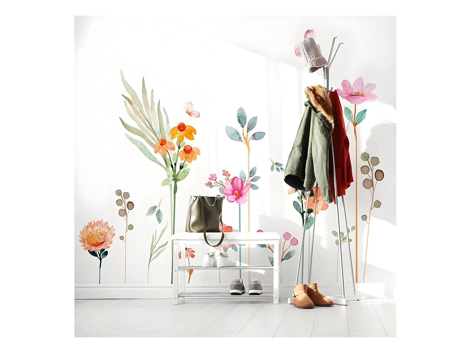 Papier Peint Panoramique L240xH270cm - Fleurs - Papier intissé 150gr/m2