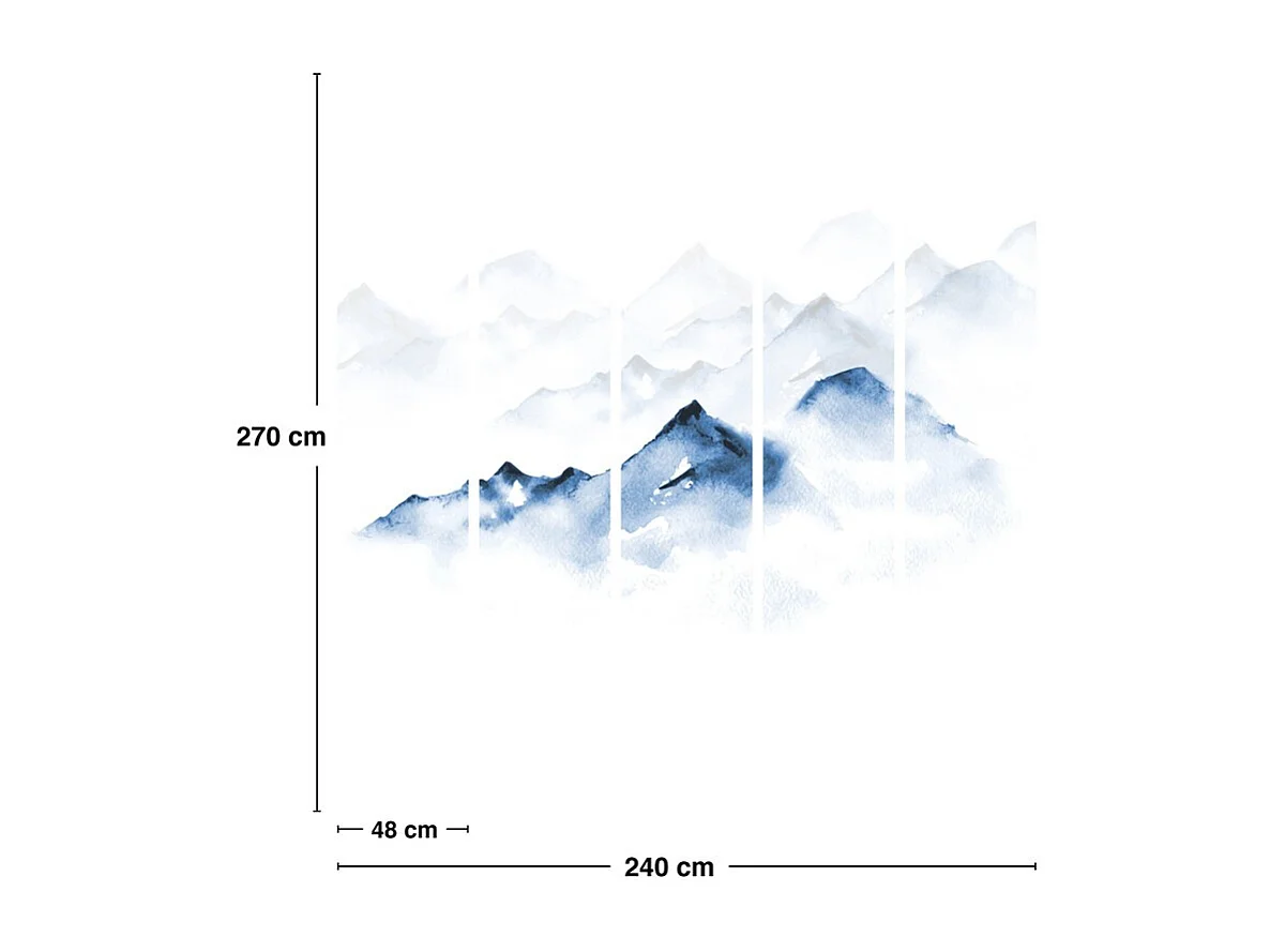 Papier peint panoramique - Yukon - Bleu - intissé : 150g/m² - 5 lés : 240x270cm