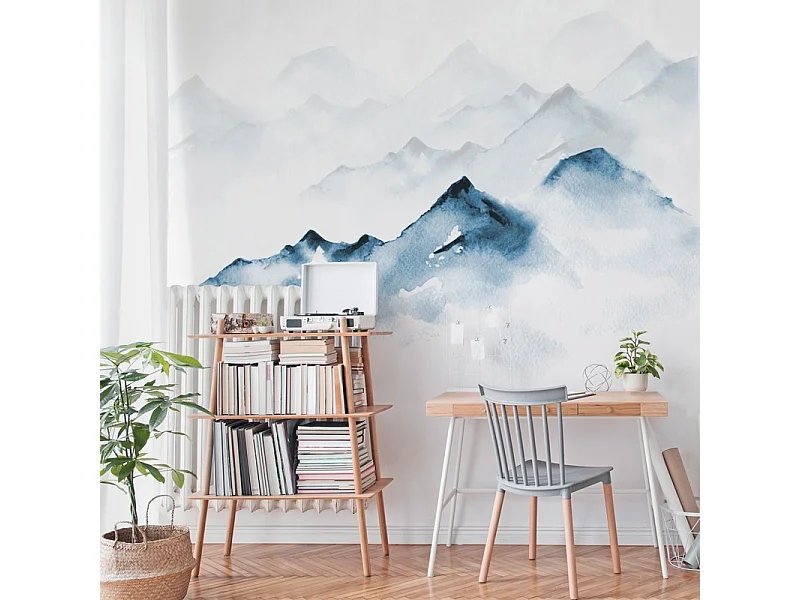 Papier peint panoramique - Yukon - Bleu - intissé : 150g/m² - 5 lés : 240x270cm