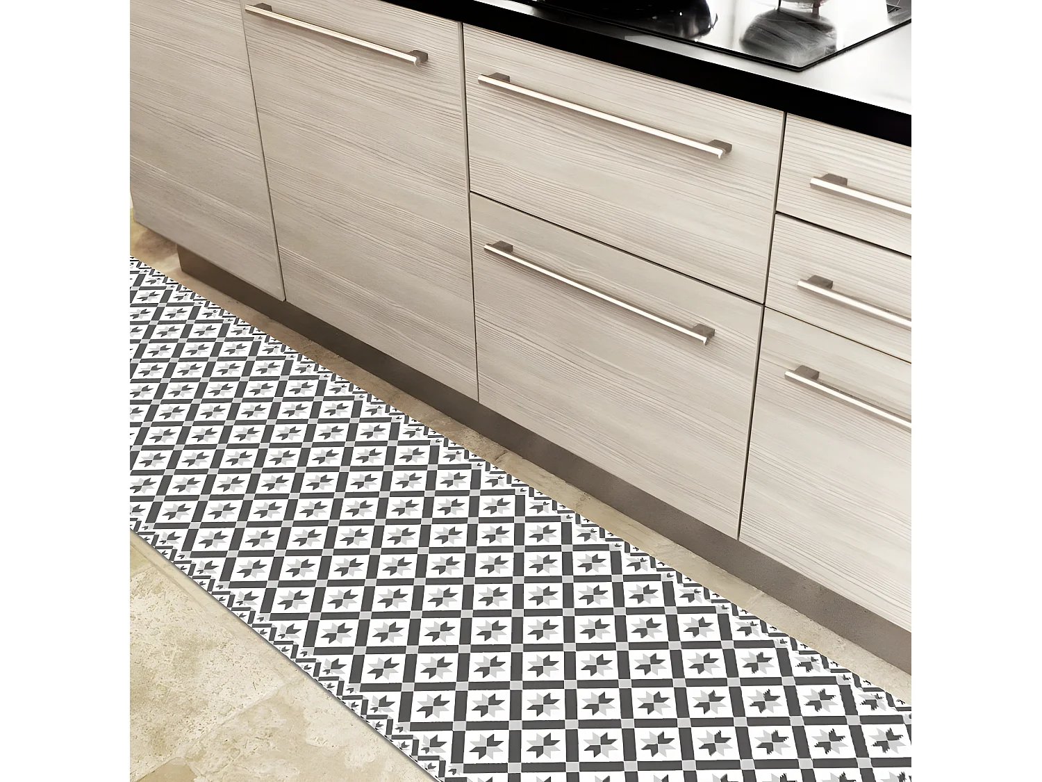 Tapis Vinyle Large l120xH200cm - Carreaux de ciment Louise - Vinyle