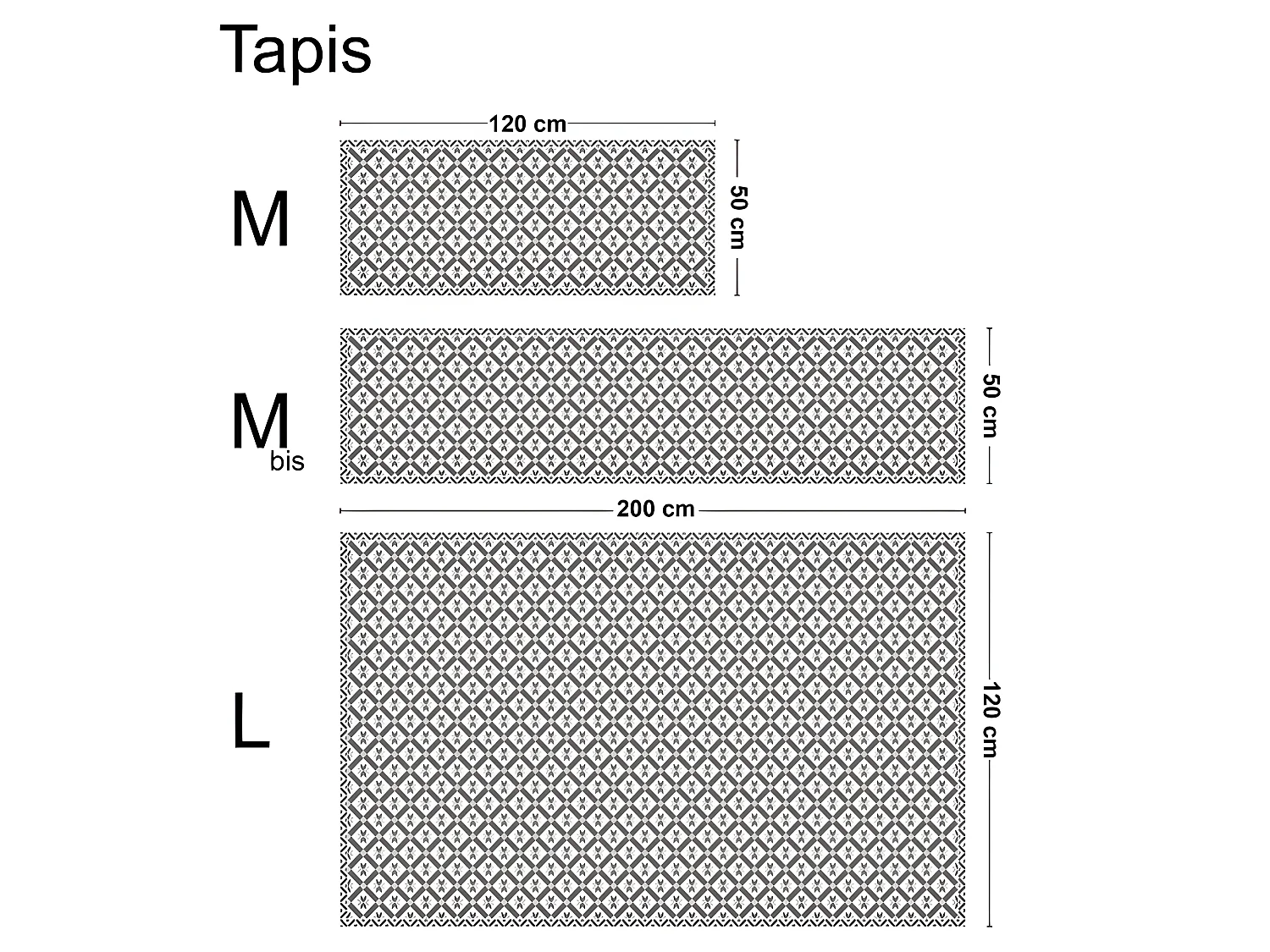 Tapis Vinyle Large l120xH200cm - Carreaux de ciment Louise - Vinyle
