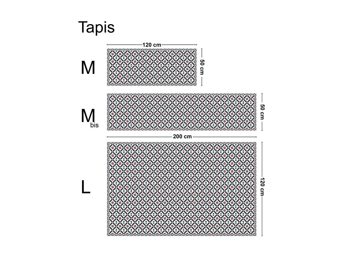 Tapis antidérapant - CC Victoria - vinyle - int./ext. - Multicolore - 50x200cm
