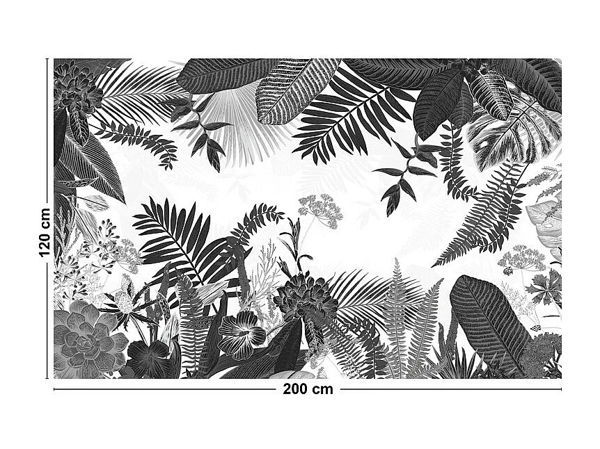 Tapis antidérapant - Végétal - vinyle - int./ext. - Noir - 120x200cm