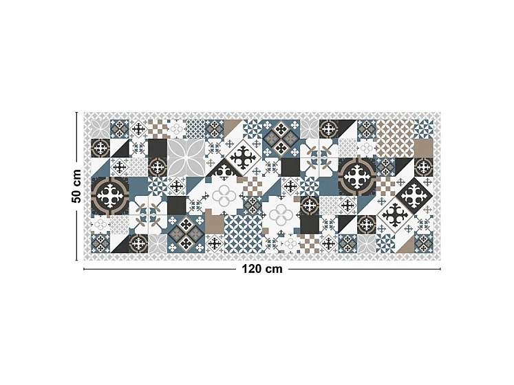Tapis antidérapant - Ciment Style Dulce - vinyle - int./ext. - Bleu - 50x120cm