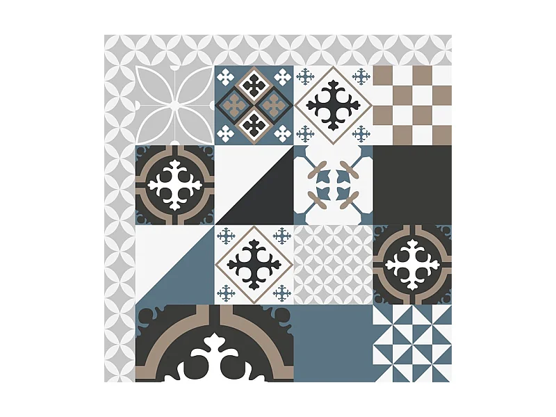 Tapis antidérapant - Ciment Style Dulce - vinyle - int./ext. - Bleu - 50x120cm