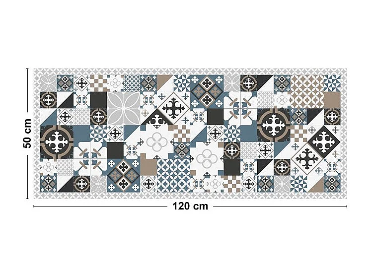 Tapis antidérapant - Ciment Style Dulce - vinyle - int./ext. - Bleu - 50x120cm