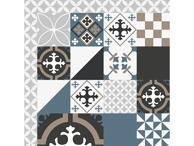 Tapis antidérapant - Ciment Style Dulce - vinyle - int./ext. - Bleu - 50x120cm