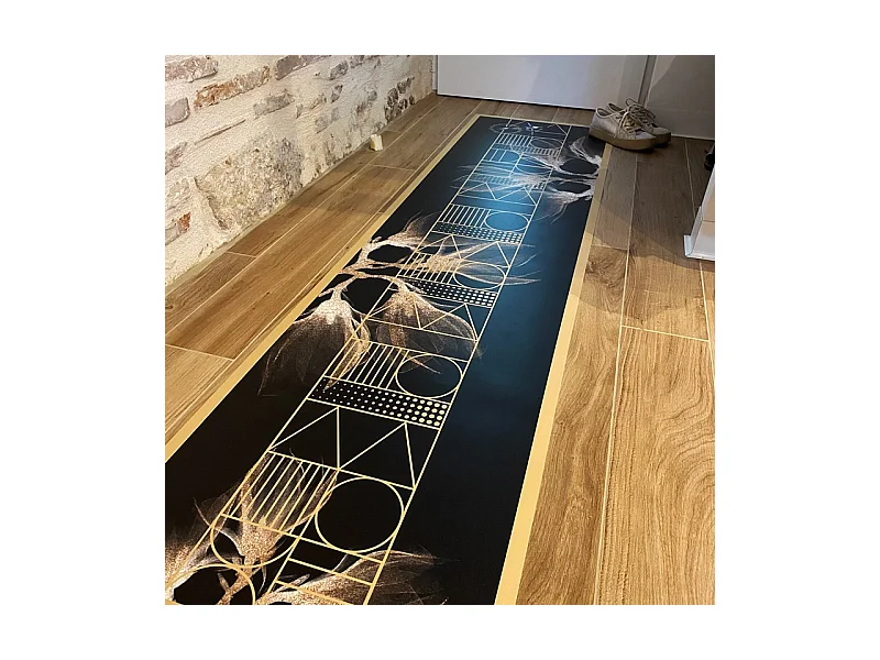Tapis antidérapant - Boho Chic - vinyle - int./ext. - Noir - 50x200cm
