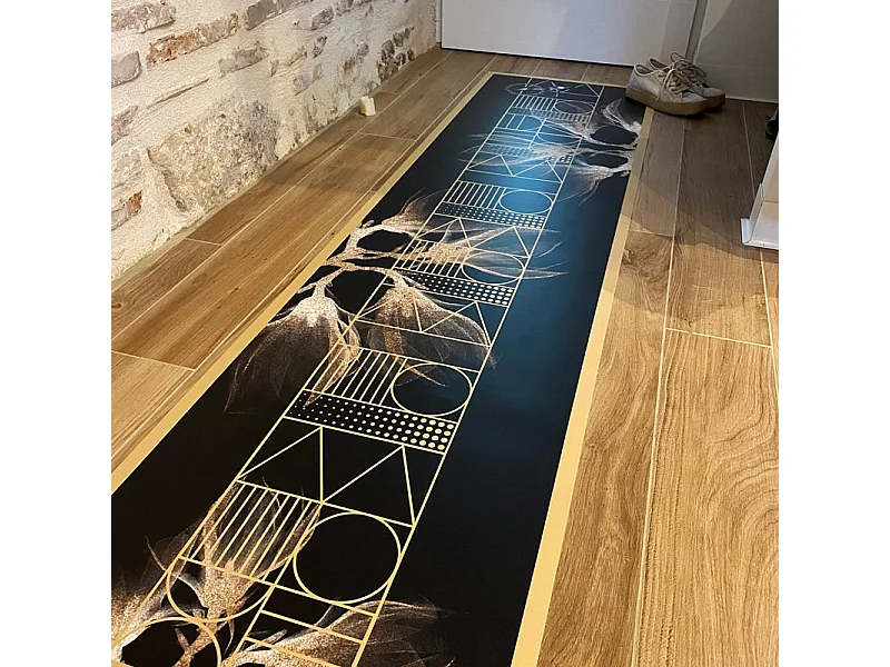 Tapis antidérapant - Boho Chic - vinyle - int./ext. - Noir - 50x200cm