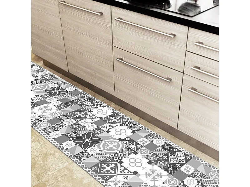 Tapis antidérapant - Ciment Style Gris - vinyle - int./ext. - Gris - 50x120cm