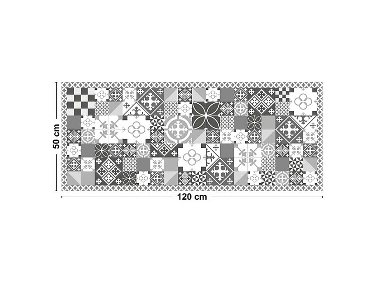 Tapis antidérapant - Ciment Style Gris - vinyle - int./ext. - Gris - 50x120cm