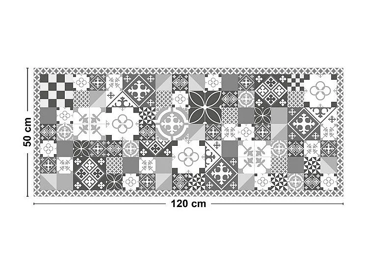 Tapis antidérapant - Ciment Style Gris - vinyle - int./ext. - Gris - 50x120cm