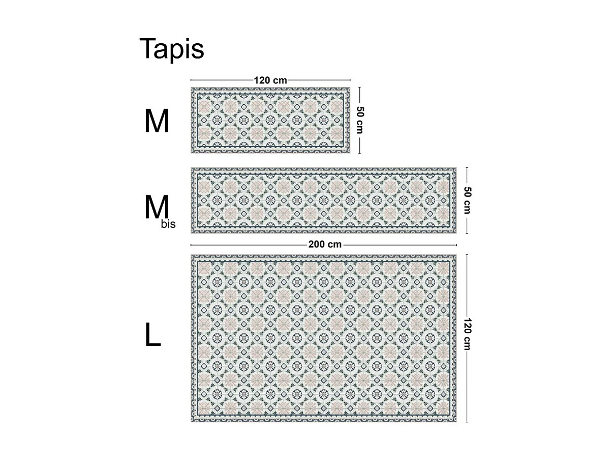 Tapis antidérapant - CC Léonie - vinyle - int./ext. - Bleu - 50x200cm