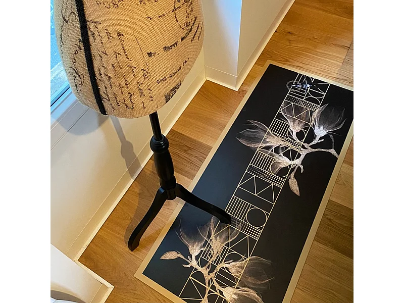 Tapis antidérapant - Boho chic - vinyle - int./ext. - Noir - 50x120cm