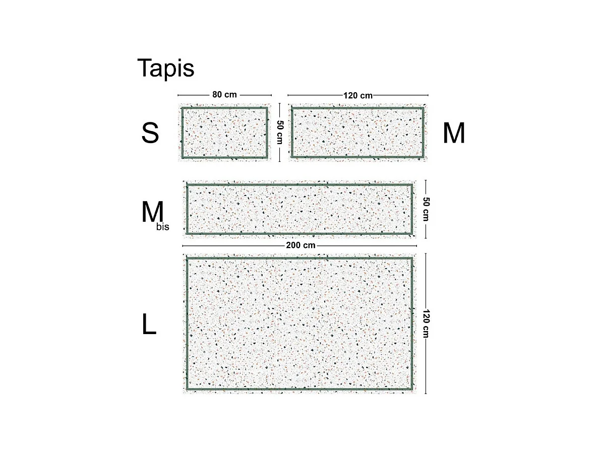 Tapis antidérapant - Terrazzo - vinyle - int./ext. - Multicolore - 50x120cm