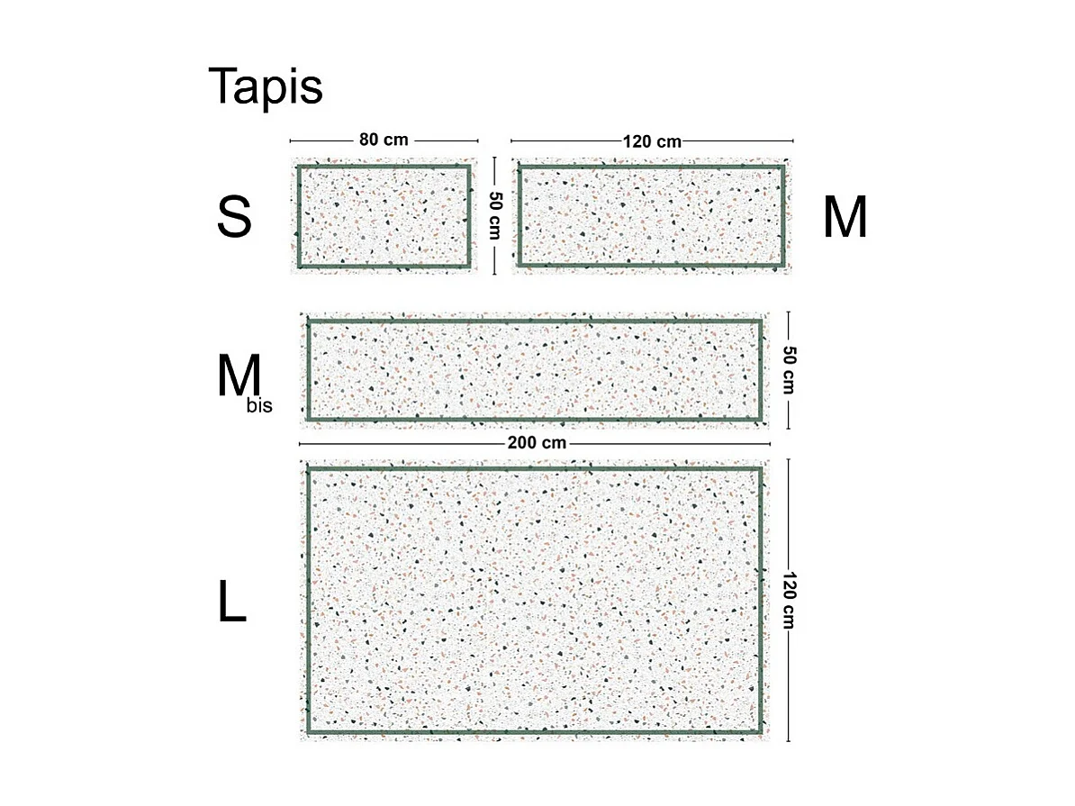 Tapis antidérapant - Terrazzo - vinyle - int./ext. - Multicolore - 50x120cm