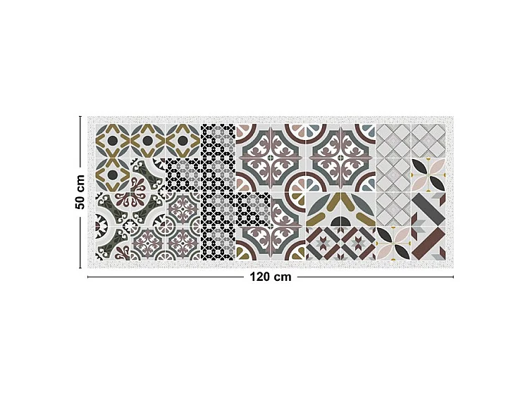 Tapis antidérapant - Naples - vinyle - int./ext. - Multicolore - 50x120cm