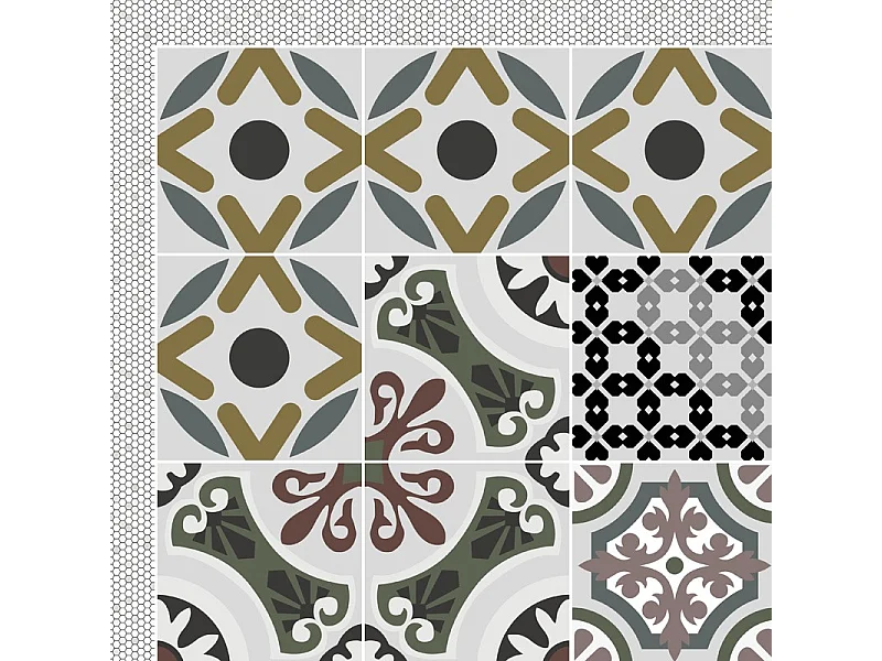 Tapis antidérapant - Naples - vinyle - int./ext. - Multicolore - 50x120cm