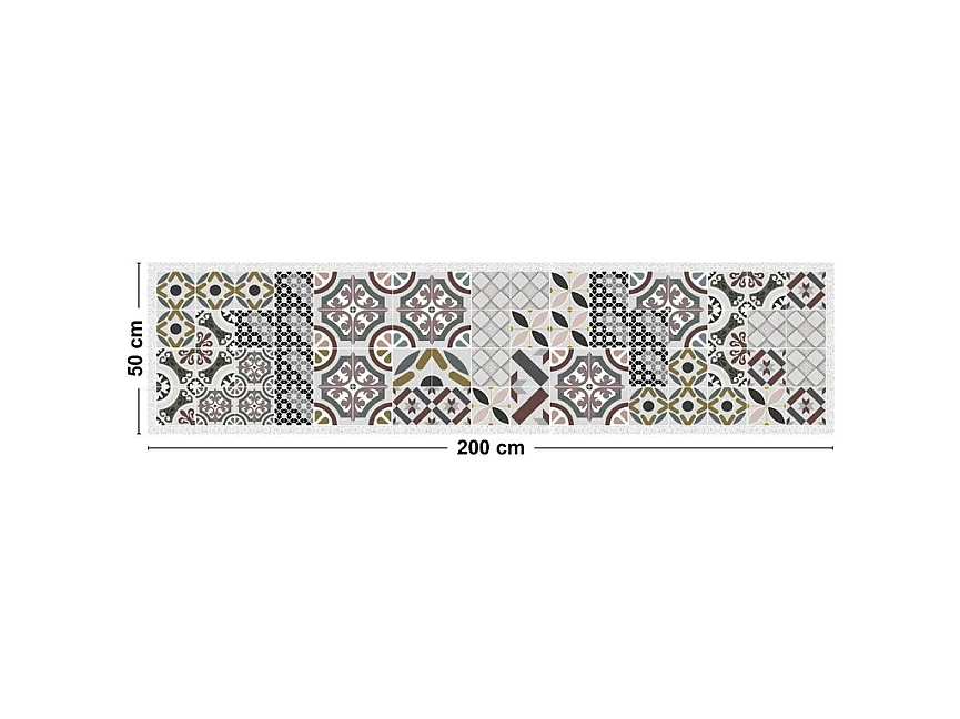 Tapis antidérapant - Naples - vinyle - int./ext. - Multicolore - 50x200cm