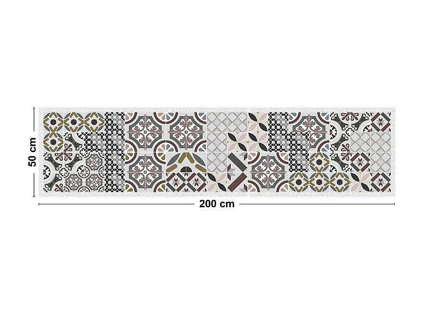 Tapis antidérapant - Naples - vinyle - int./ext. - Multicolore - 50x200cm