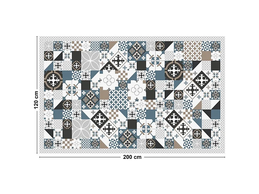 Tapis antidérapant - Ciment Style Dulce - vinyle - int./ext. - Bleu - 120x200cm