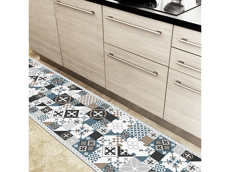 Tapis antidérapant - Ciment Style Dulce - vinyle - int./ext. - Bleu - 120x200cm