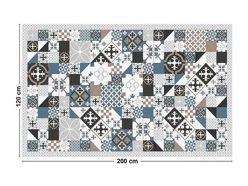 Tapis antidérapant - Ciment Style Dulce - vinyle - int./ext. - Bleu - 120x200cm