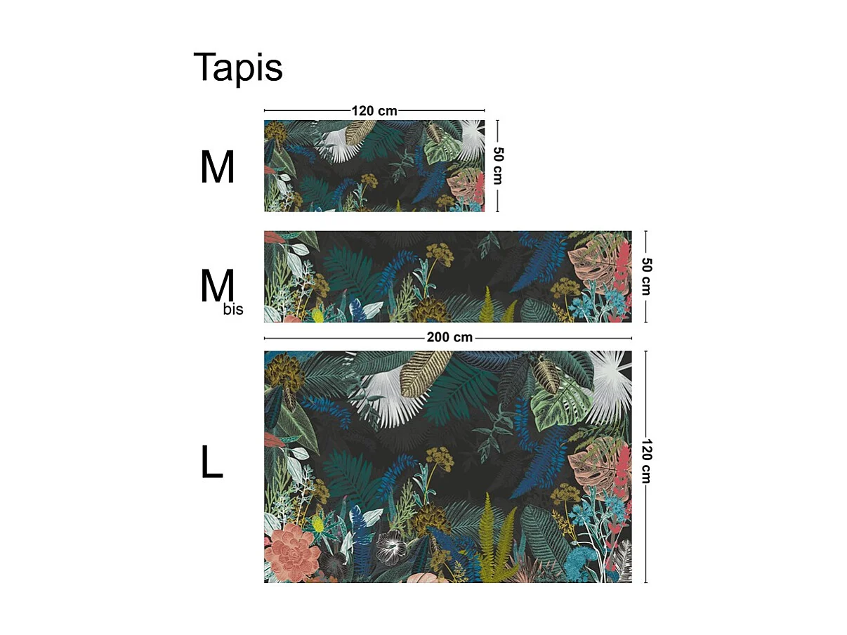 Tapis antidérapant - Jungle - vinyle - int./ext. - Multicolore - 120x200cm