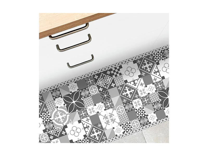 Tapis antidérapant - Ciment Style Gris - vinyle - int./ext. - Gris - 120x200cm