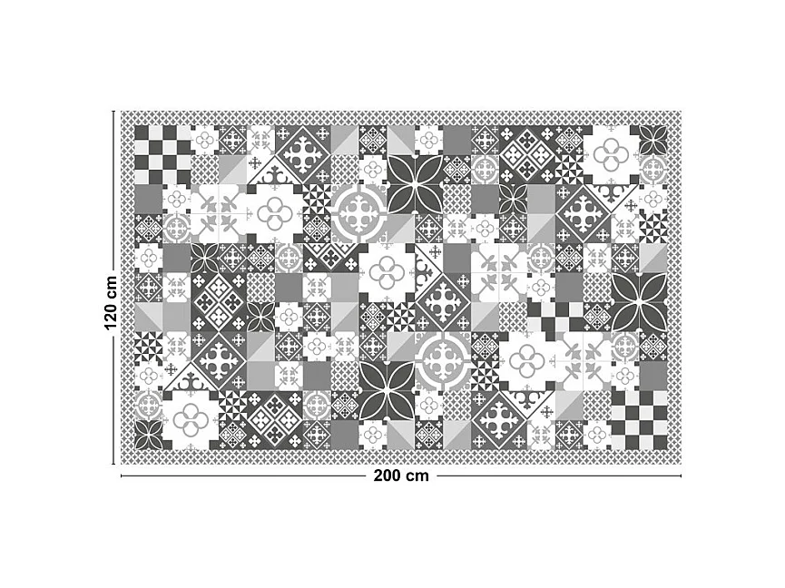 Tapis antidérapant - Ciment Style Gris - vinyle - int./ext. - Gris - 120x200cm