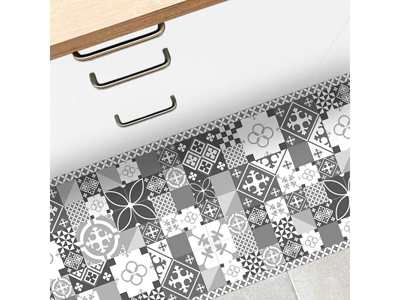 Tapis antidérapant - Ciment Style Gris - vinyle - int./ext. - Gris - 120x200cm