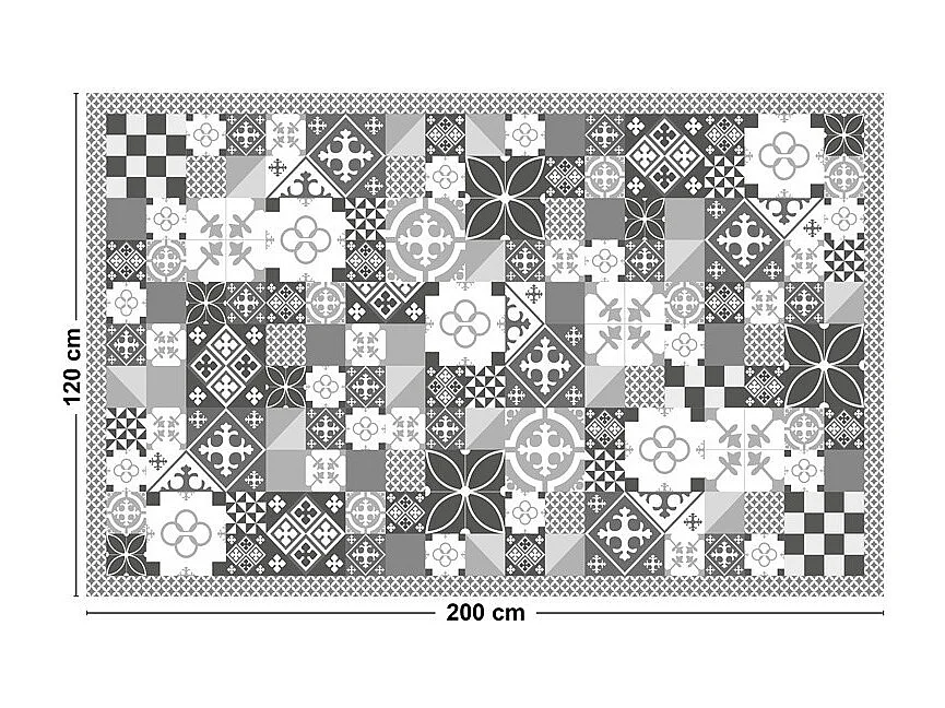 Tapis antidérapant - Ciment Style Gris - vinyle - int./ext. - Gris - 120x200cm