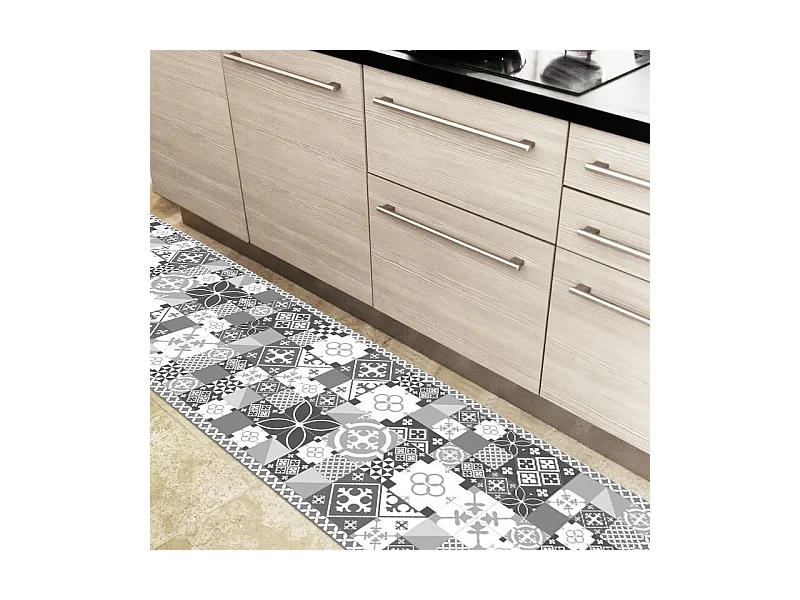 Tapis antidérapant - Ciment Style Gris - vinyle - int./ext. - Gris - 50x200cm