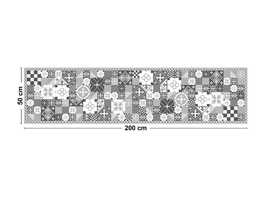 Tapis antidérapant - Ciment Style Gris - vinyle - int./ext. - Gris - 50x200cm