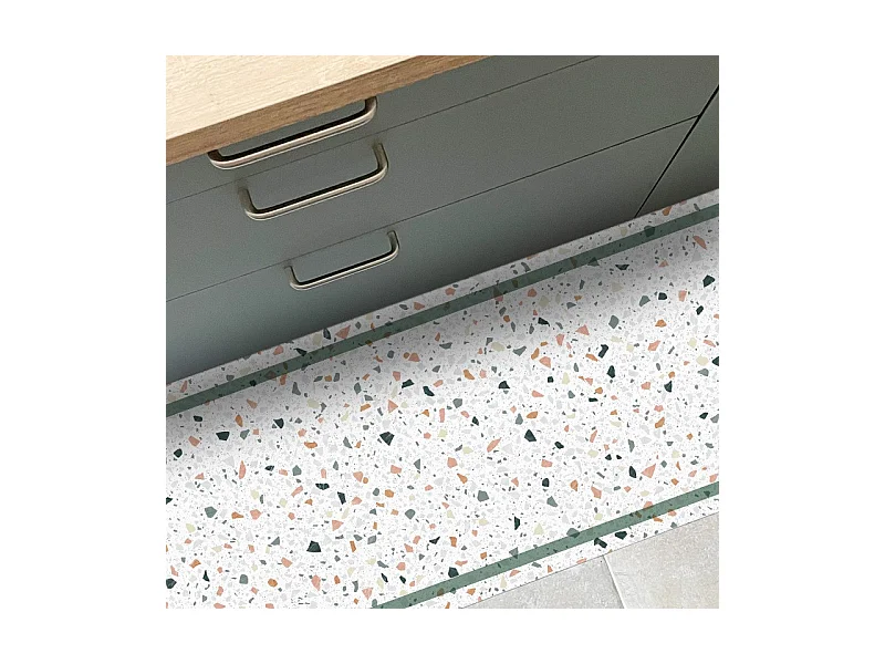 Tapis antidérapant - Terrazzo - vinyle - int./ext. - Multicolore - 50x200cm