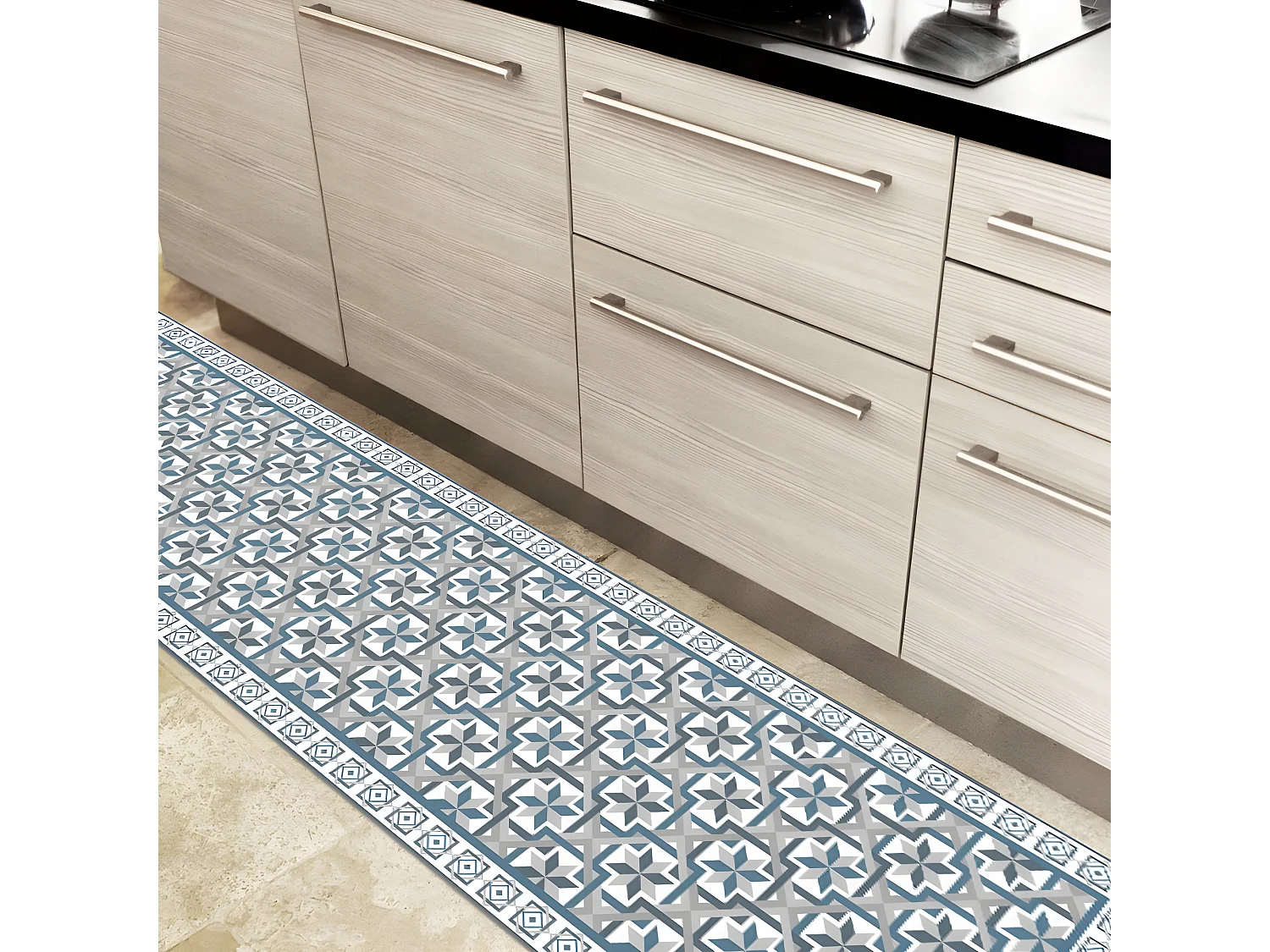 Tapis Vinyle Large l120xH200cm - Carreaux de ciment Artemis - Vinyle