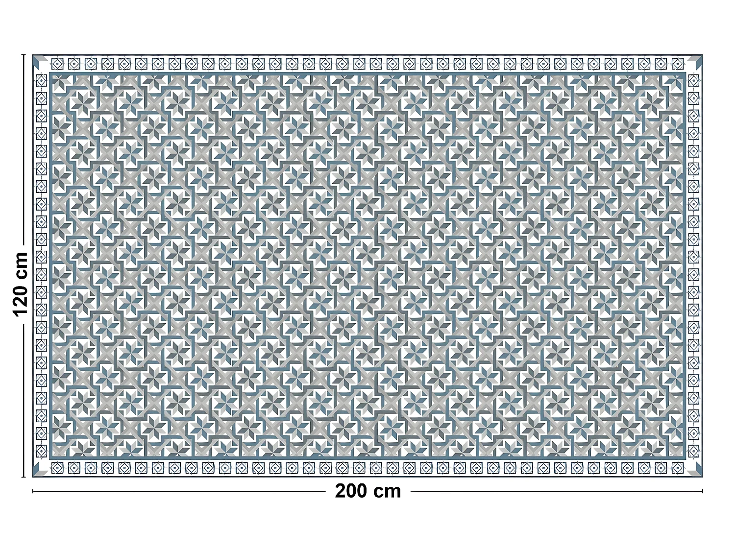 Tapis Vinyle Large l120xH200cm - Carreaux de ciment Artemis - Vinyle